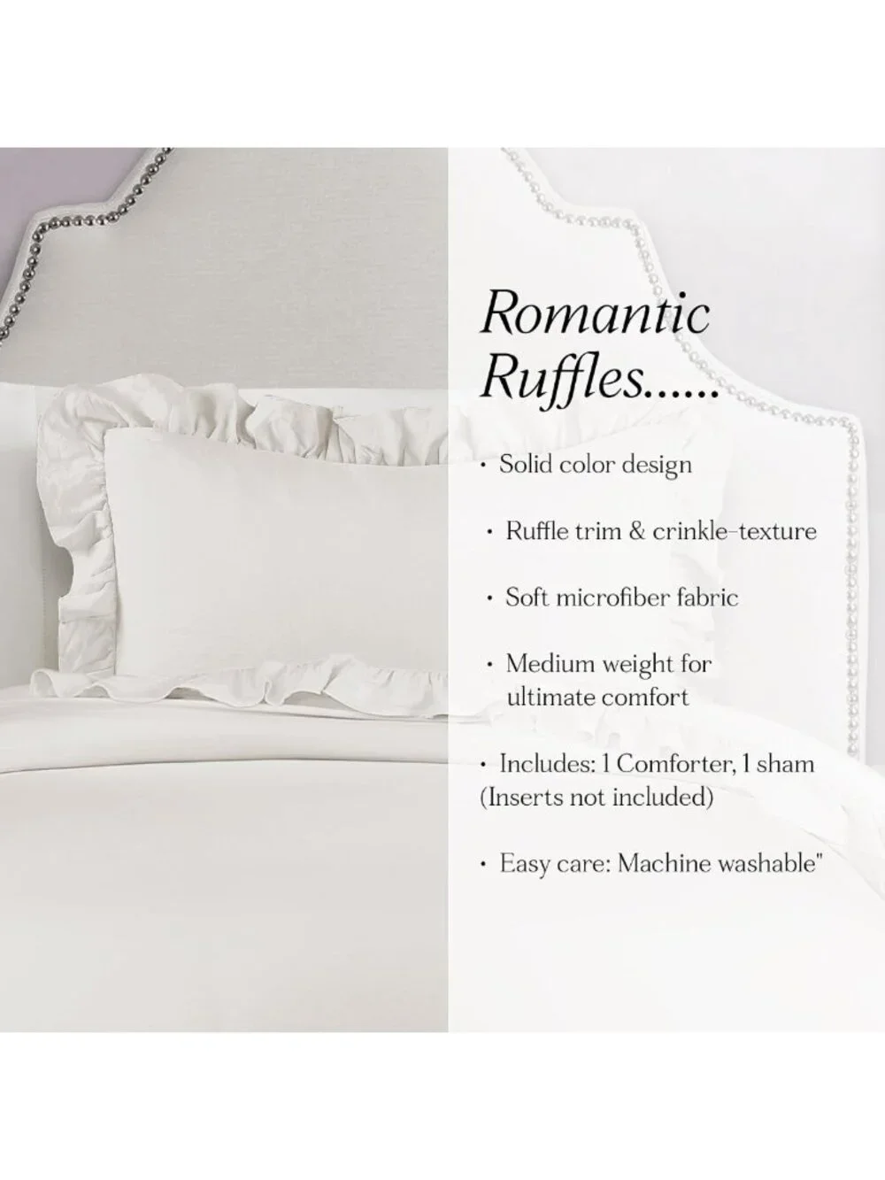 Cozy Ruffled Comforter Set with Matching Shams, Elegant Twin XL Bedding